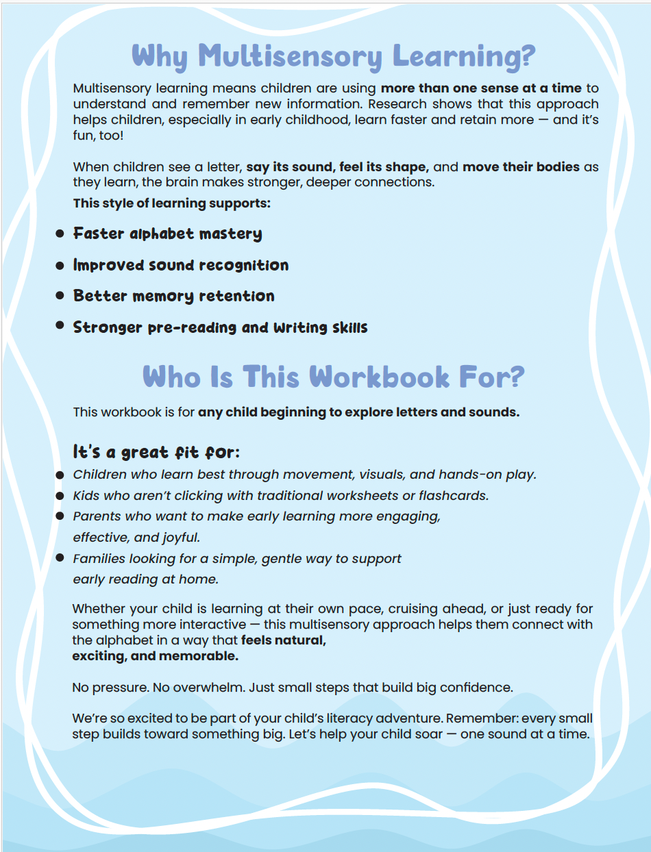 Soaring Minds Multisensory First Sounds Workbook (Digital Download)