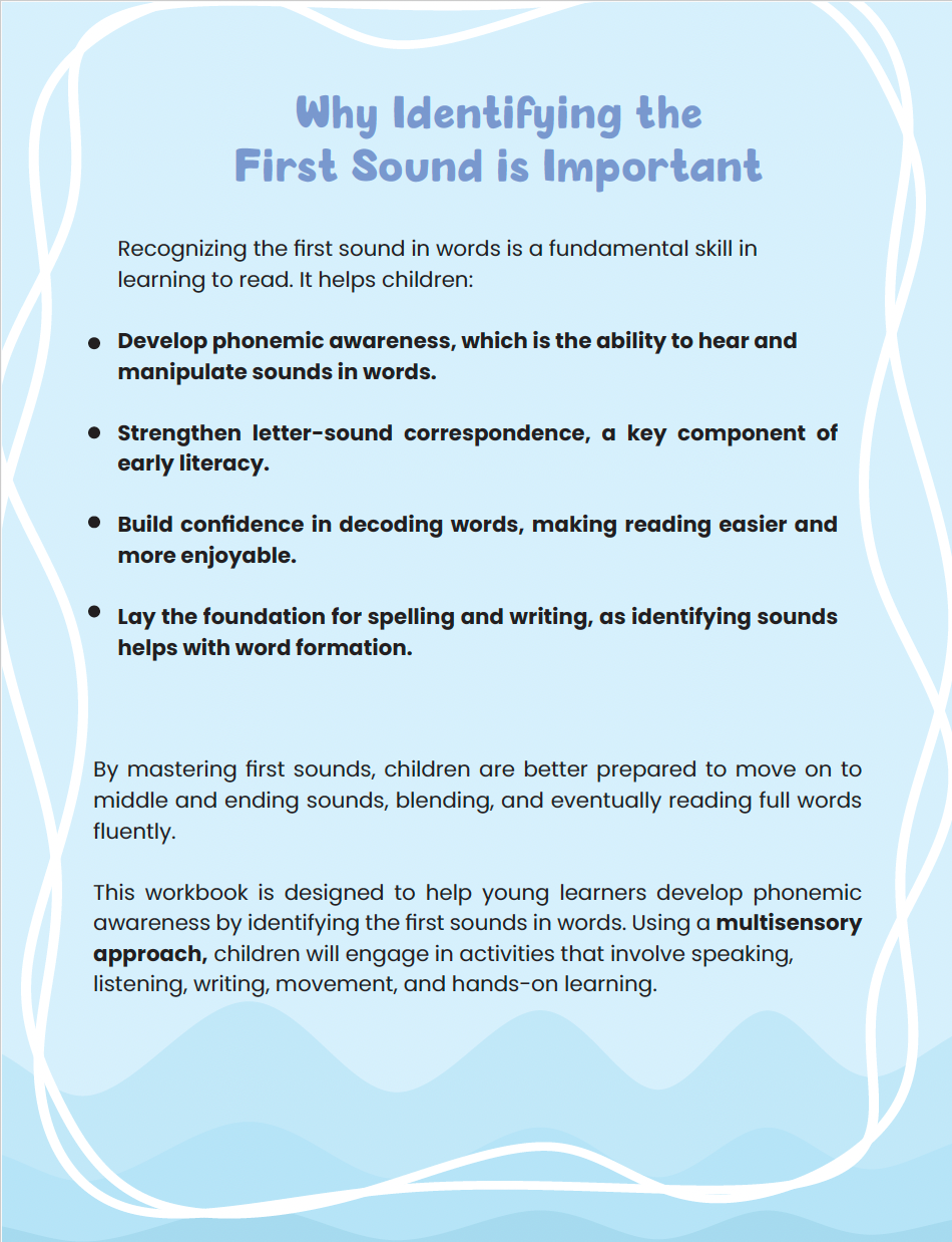 Soaring Minds Multisensory First Sounds Workbook (Digital Download)