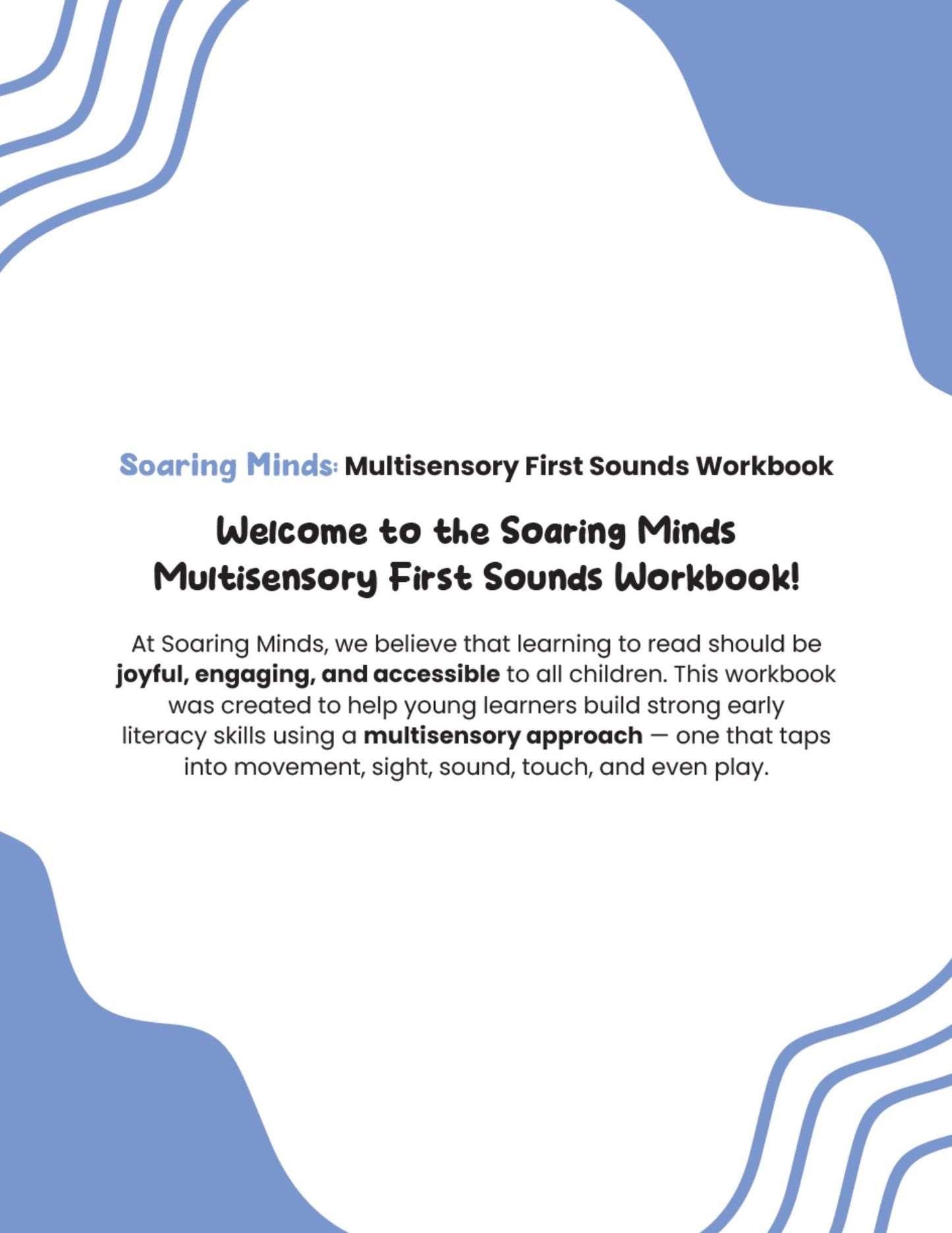 Soaring Minds Multisensory First Sounds Workbook (Digital Download)