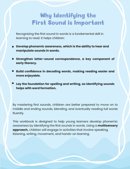 Soaring Minds Multisensory First Sounds Workbook (Digital Download)